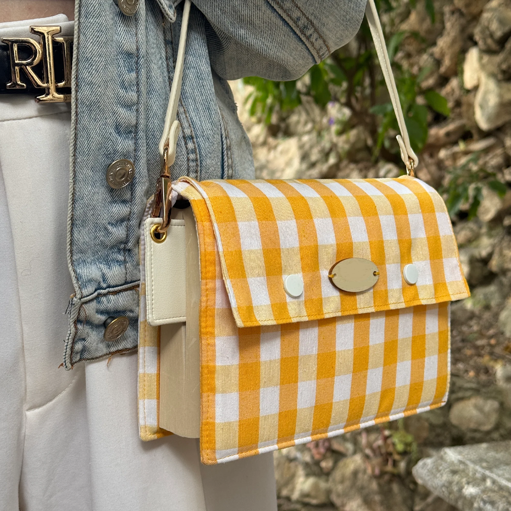 Yellow Gingham Book Bag by Halen Endless — view 3