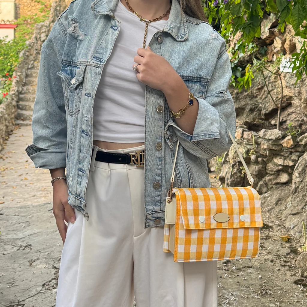Yellow Gingham Book Bag by Halen Endless — view 4