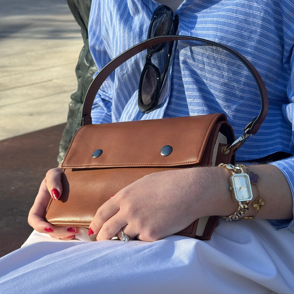 Cognac Brown Book Bag by Halen Endless — view 4