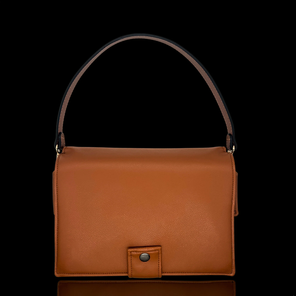 Cognac Brown Book Bag by Halen Endless — view 2