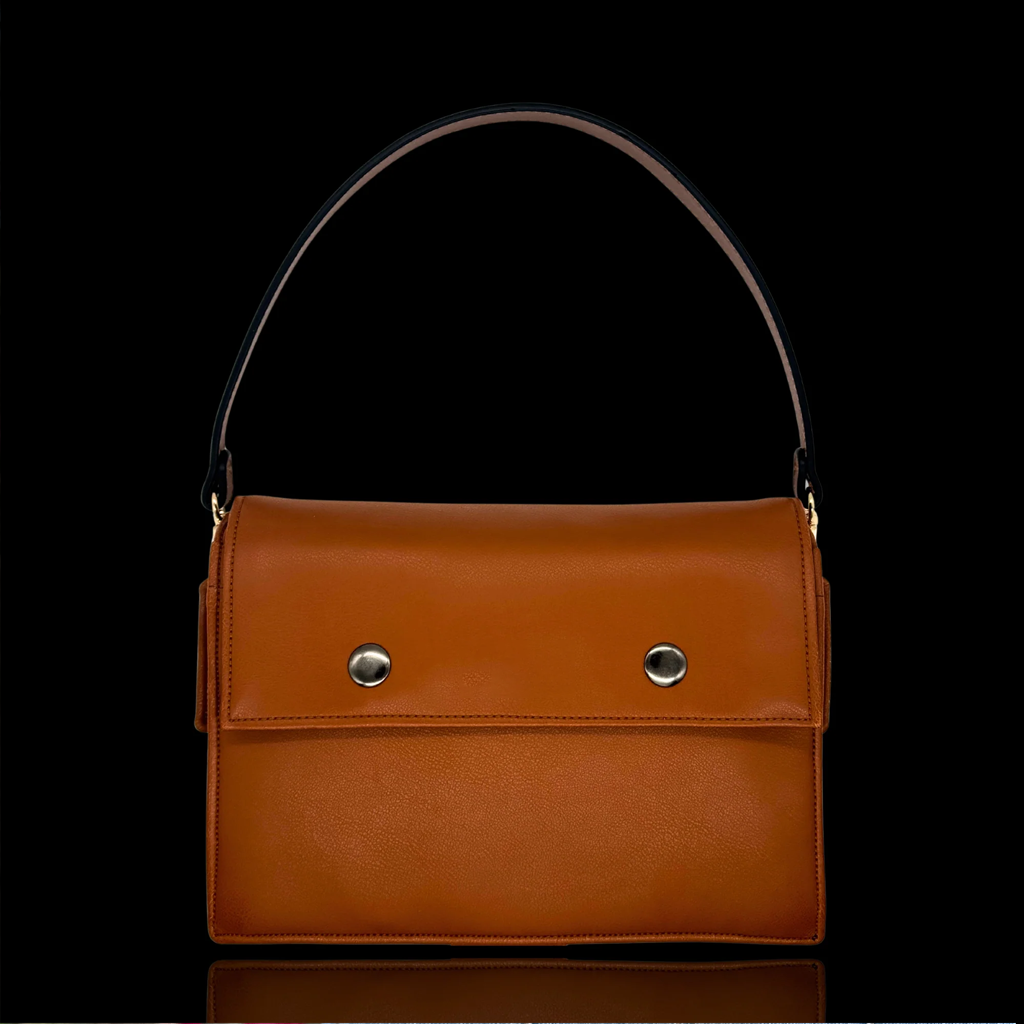 Cognac Brown Book Bag by Halen Endless — view 1